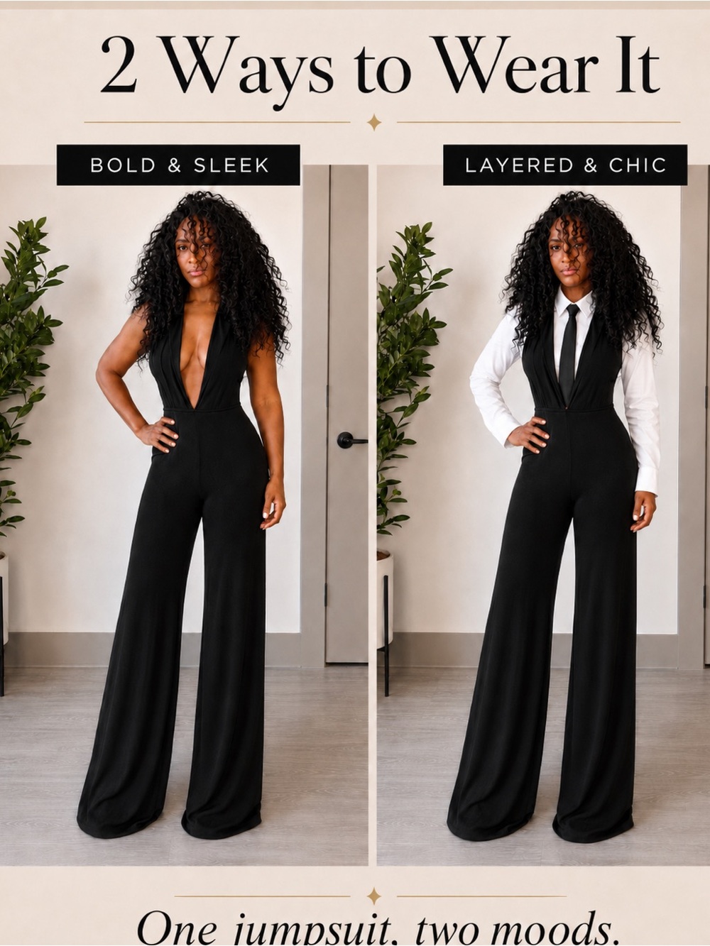 PrettyLittleThing Shape Black Bandage Halterneck Backless Wide Leg Jumpsuit NWT